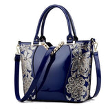 Women Sequin Embroidery Bag, Patent Leather Handbag, Shoulder bag, Messenger Bag