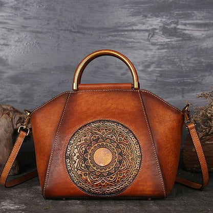 Luxury Women Genuine Leather Handbags Ladies Retro Elegant Shoulder Messenger Bag Cow Leather Handmade Bags