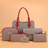 Women's Handbags Female Shoulder Messenger Bag PU leather High Quality Retro 6-piece Set