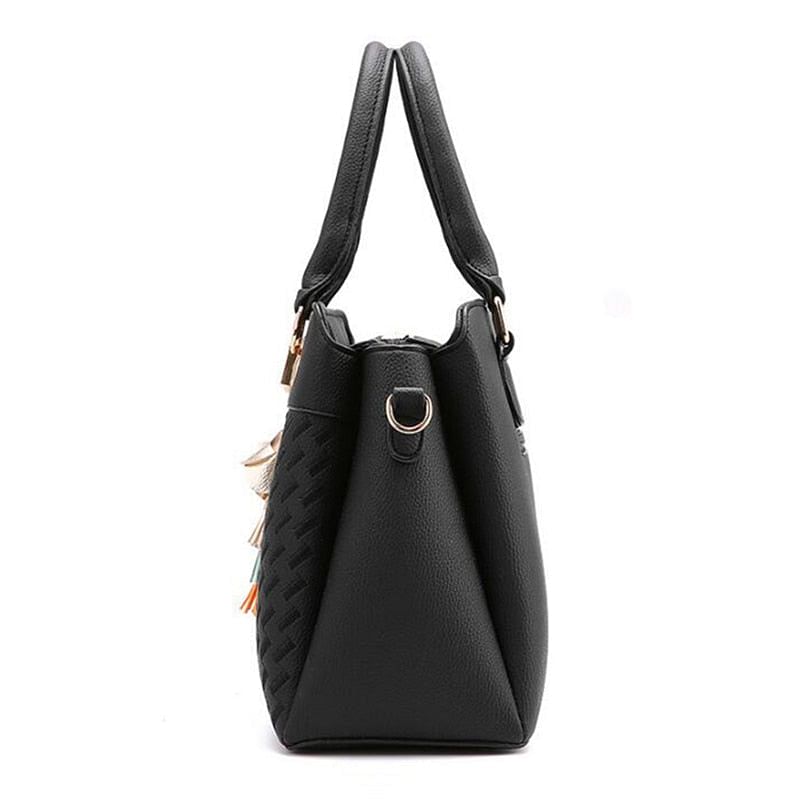 Women Handbags Tassel PU Leather Totes Bag Top-handle Embroidery Crossbody Bag Shoulder Bag Lady Simple Style Hand Bags