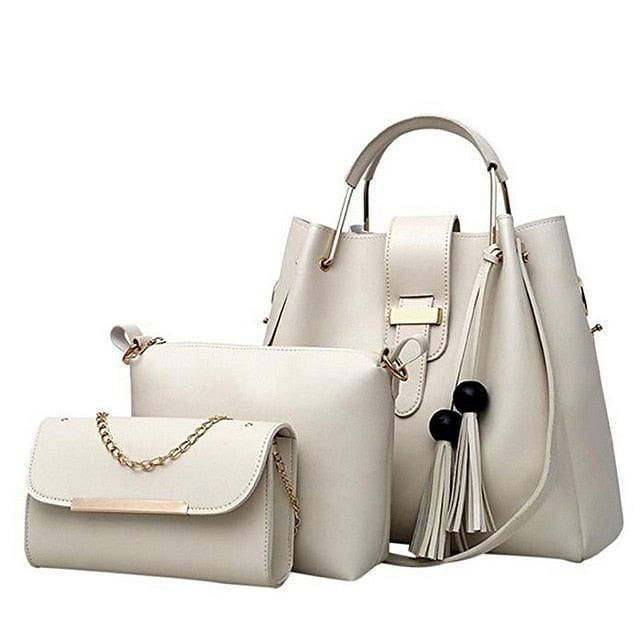 Elegant 3-Piece PU Leather Handbag Set - Tote, Crossbody, and Clutch