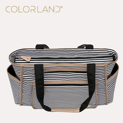 Colorland Black White Stripes Baby Diaper Bag. Organizer Fashion Maternity Bag, Travel Messenger