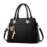 Women Handbags Tassel PU Leather Totes Bag Top-handle Embroidery Crossbody Bag Shoulder Bag Lady Simple Style Hand Bags