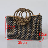 Hand basket shopping bag Black color Bali Island Hand Woven Bag Butterfly buckle Straw Bags Satchel Wind Bohemia Beach Bag