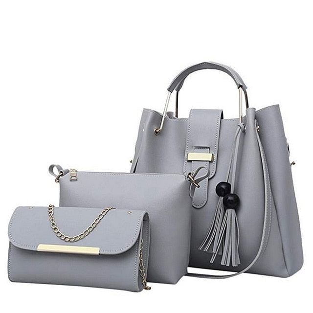 Elegant 3-Piece PU Leather Handbag Set - Tote, Crossbody, and Clutch