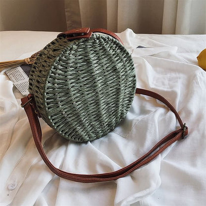 Women Summer Rattan Bag 2019 Round Straw Bags Handmade Woven Beach Cross Body Bag Circle Bohemia Handbag Bali Box