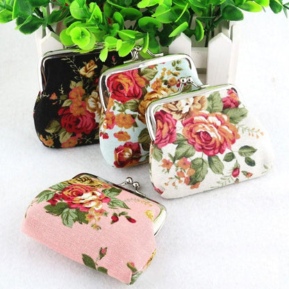 Women Coin Purse Cute Wallet Lady Retro Vintage Flower Small Wallet Hasp Purse Kawaii Bag Clutch Bag Monedero