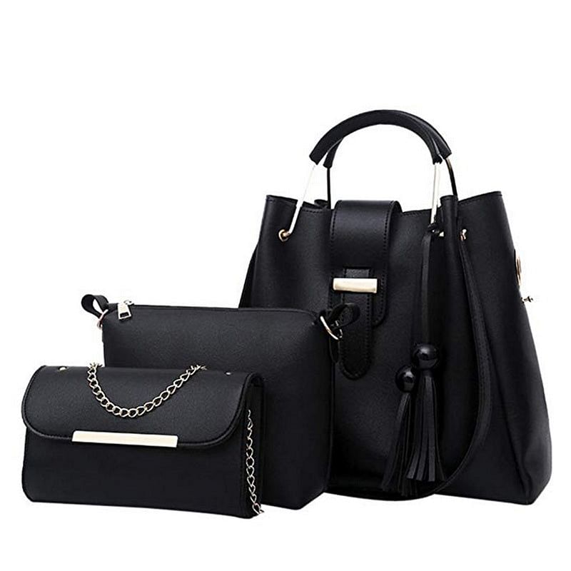 Elegant 3-Piece PU Leather Handbag Set - Tote, Crossbody, and Clutch