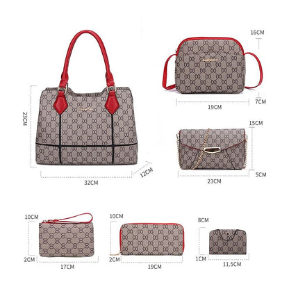 Women's Handbags Female Shoulder Messenger Bag PU leather High Quality Retro 6-piece Set