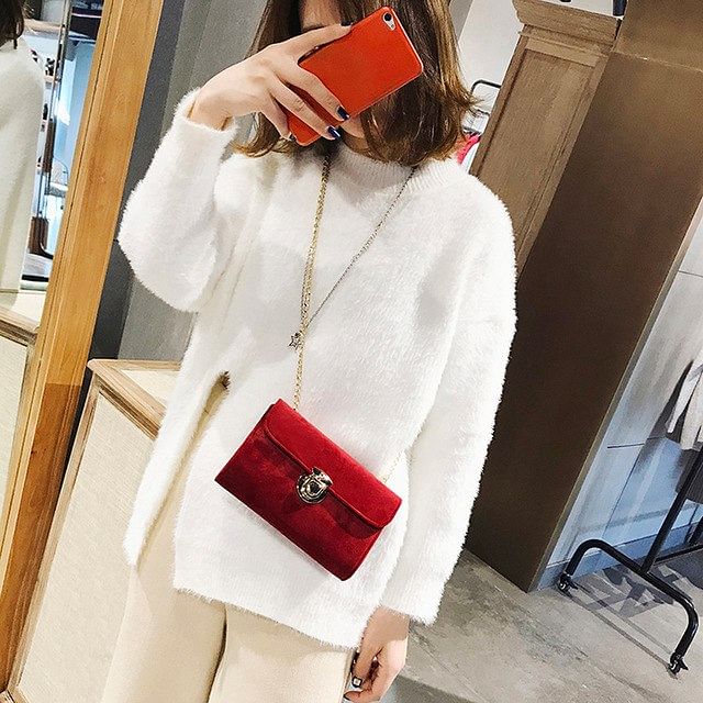 Women Messenger Bags Pure Color Gold
