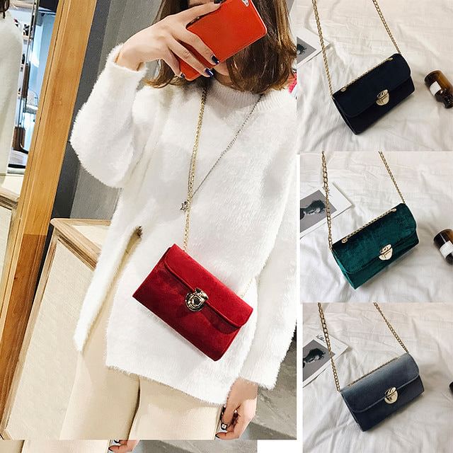 Women Messenger Bags Pure Color Gold