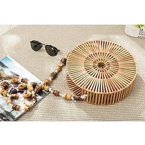Round Summer Handmade Bamboo Bags Bohemian Straw Bag Hollow Rattan Woven Beach Bag Women Handbag Vintage Bali Lady Tote
