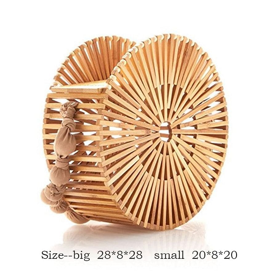 Round Summer Handmade Bamboo Bags Bohemian Straw Bag Hollow Rattan Woven Beach Bag Women Handbag Vintage Bali Lady Tote