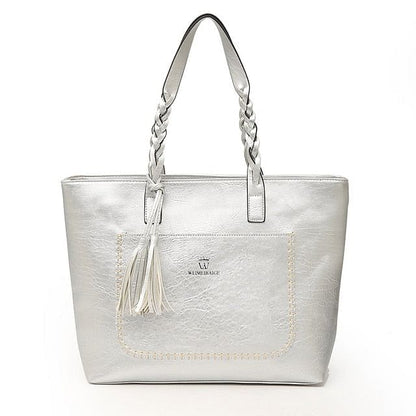 Women Leather, Shoulder, Messenger Bags With Tassel Large Capacity