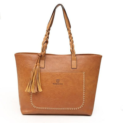 Women Leather, Shoulder, Messenger Bags With Tassel Large Capacity