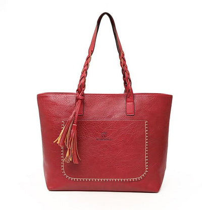 Women Leather, Shoulder, Messenger Bags With Tassel Large Capacity