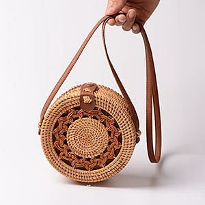 Vintage Handmade Women Rattan Bag Straw Woven Shoulder Bags Bow Holiday Beach Bohemia Crossbody Bag