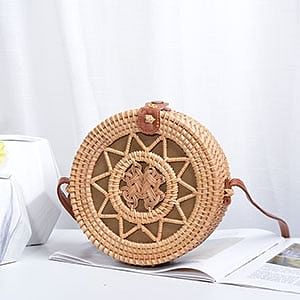 Vintage Handmade Women Rattan Bag Straw Woven Shoulder Bags Bow Holiday Beach Bohemia Crossbody Bag