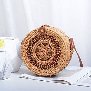 Vintage Handmade Women Rattan Bag Straw Woven Shoulder Bags Bow Holiday Beach Bohemia Crossbody Bag