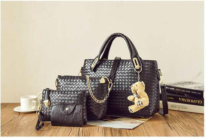 4pcs Leather Set Weave Soft Bag