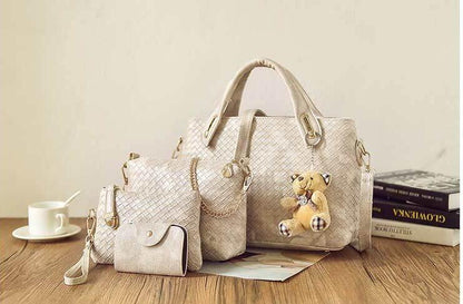 4pcs Leather Set Weave Soft Bag