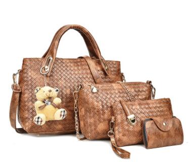 4pcs Leather Set Weave Soft Bag