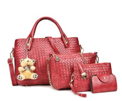 4pcs Leather Set Weave Soft Bag