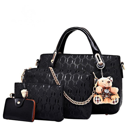 4Pcs Set Elegant Ladies Bear Pendant Handbag