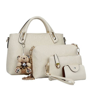 4Pcs Set Elegant Ladies Bear Pendant Handbag
