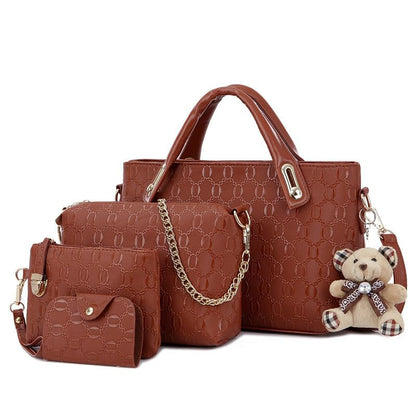 4Pcs/Set Elegant Ladies Bear Pendant Handbag