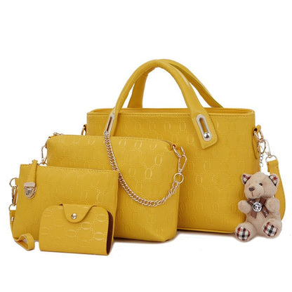 4Pcs/Set Elegant Ladies Bear Pendant Handbag